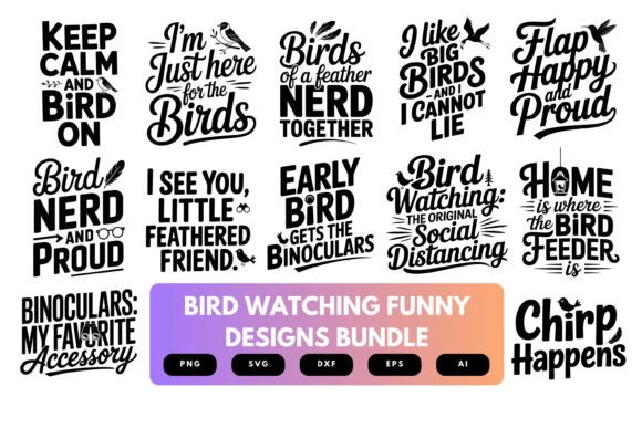 Bird Watching SVG Bundle for T-Shirt Designs and Graphics