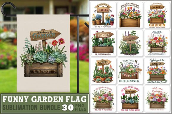 Fun Garden Flag Sublimation Bundle Graphics for Local Branding