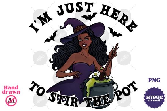 Fun Halloween Pin-up Witch Stir Pot Graphics