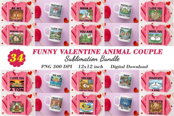 Fun Valentine Animal Couple Graphics for Crafters
