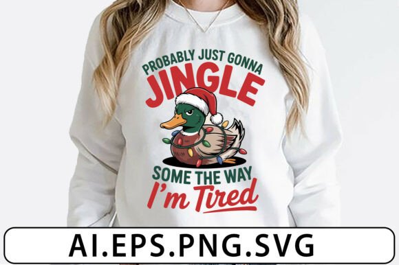 Funny Christmas Duck T-shirt Design for Graphic Projects