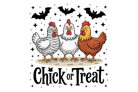 Funny Halloween Chicken Chick or Treat Graphics for T-Shirt Designs