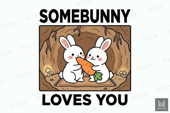 Funny Valentine’s Day Rabbit Couple PNG