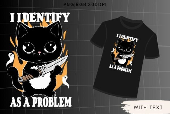 I Identify As a Problem Funny Cat PNG for T-Shirt Designs and Graphics
