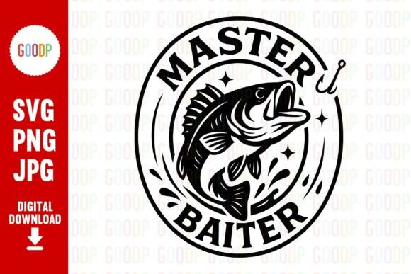 Master Baiter Fishing Badge SVG: A Playful Graphic for Merchandise