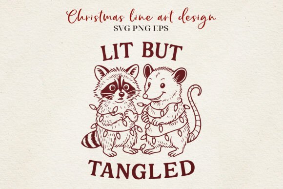 Raccoon Possum Line Art Holiday Graphics