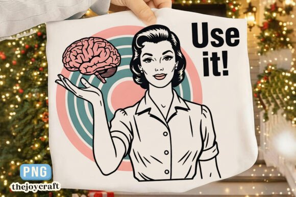 Retro Pop Art Woman with Brain – Graphics for T-Shirt Designs