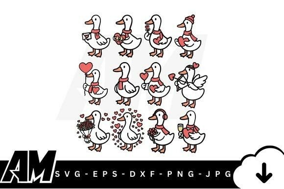 Valentine Goose Bundle SVG Graphics