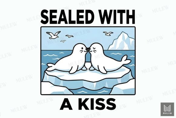 Valentine’s Seal Couple Graphic for Fun and Festive Design